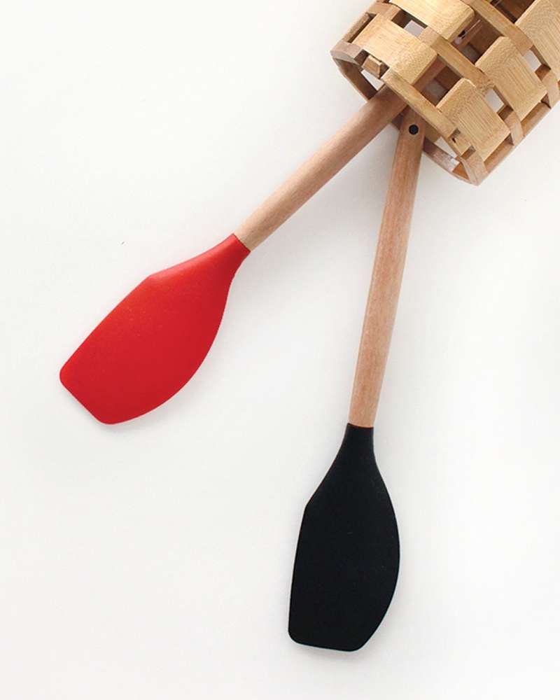 Wood Handle Silicone Scraper | Wooden Spoon Dough Spatula