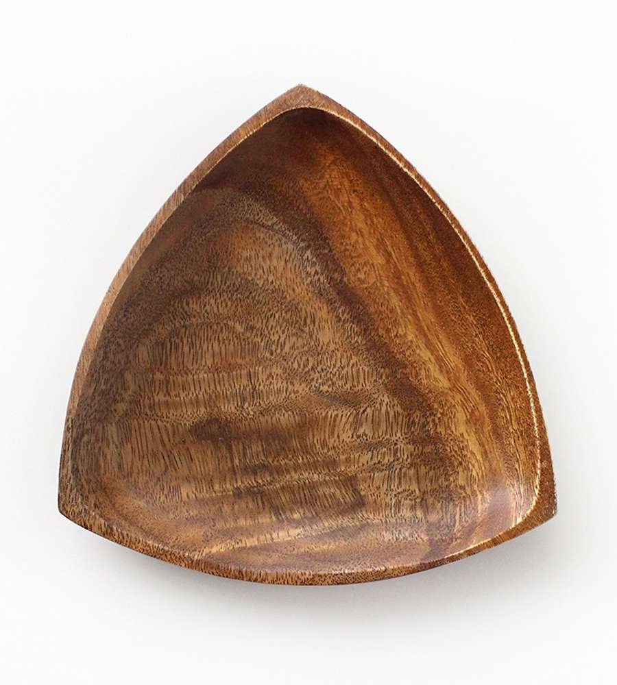 24cm Acacia Wood Triangular Wooden Plate (Aesthetic Camping Wood Bowl Home Café Plate Fruit Dish Tray)