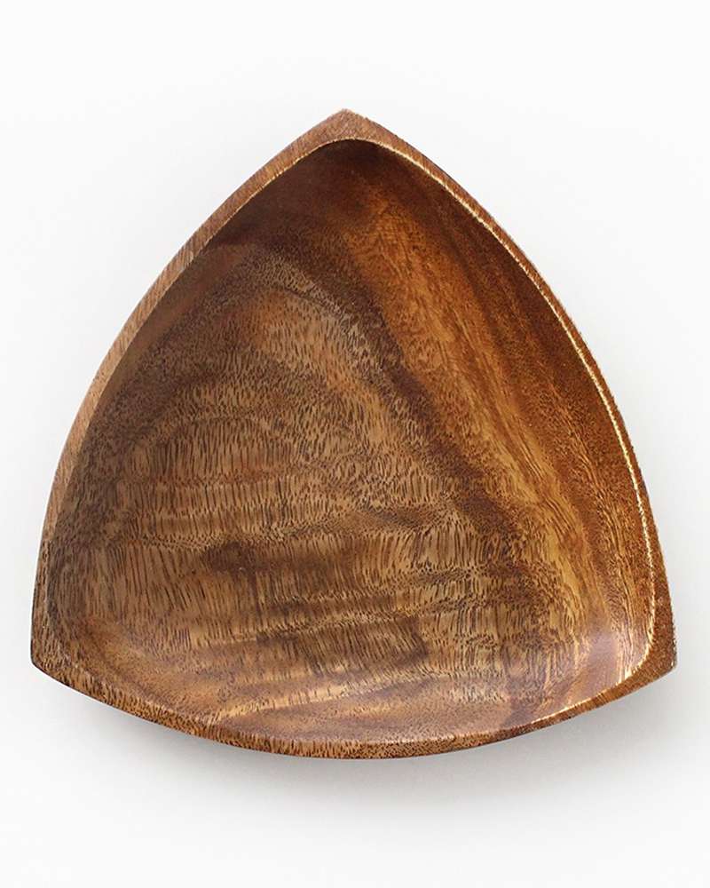 24cm Acacia Wood Triangular Wooden Plate (Aesthetic Camping Wood Bowl Home Café Plate Fruit Dish Tray)