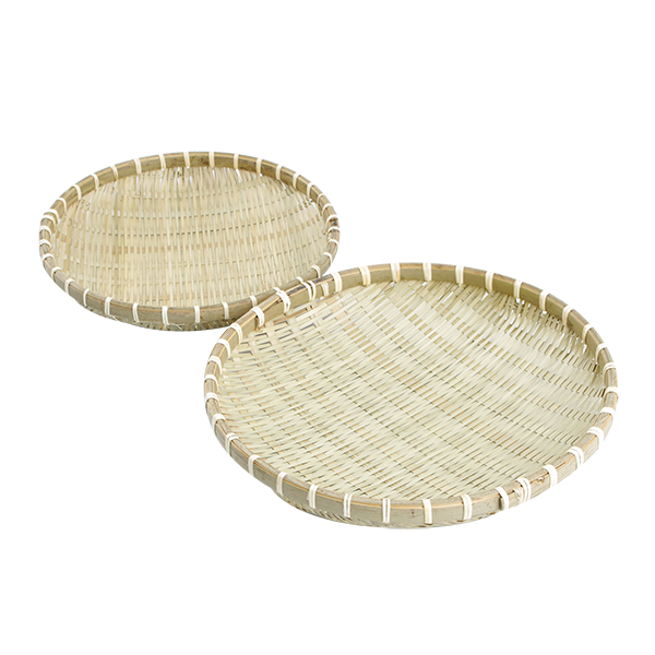 Bamboo Round Strainer 32cm 2-Piece Set | Vegetable Basket Colander Sieve