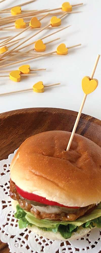 イエローハート 竹色 フルーツピック 串 100本 ハンバーガー サンドイッチ ミニフォーク お弁当