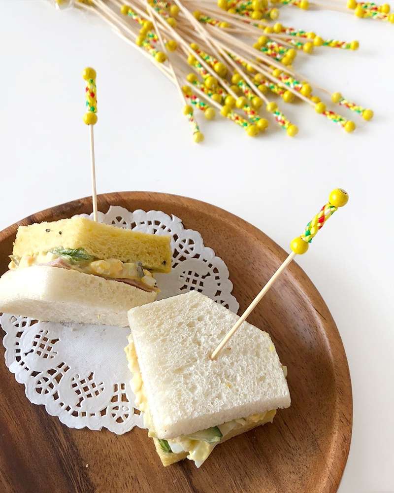 Bamboo Knot Fruit Pick Yellow 100 Pack (Disposable Bento Box Deco Pick Dessert Pretty Mini Fork Home Party Cocktail Pick)
