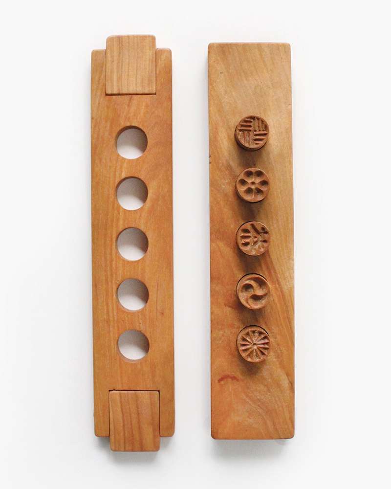 S Korean Birch Wood Separable Dasik Mold 10-Cavity | Traditional Korean Confectionery Mold