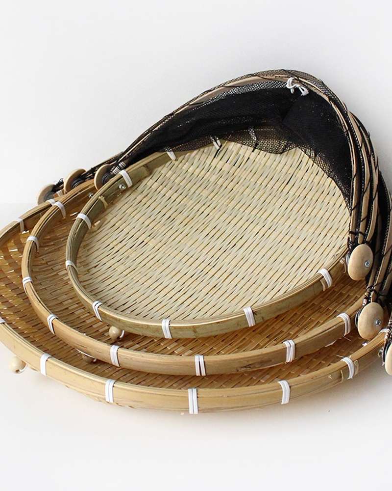 Bamboo 3-Piece Round Drying Rack Set with Lid Covers | Fish, Vegetable & Herb Drying Screen