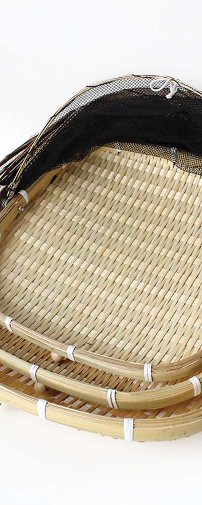 Bamboo Core Square Drying Basket with Lid 3-Piece Set (Drying Net Vegetable Herbs Fish Drying Strainer Traditional Folk Item)