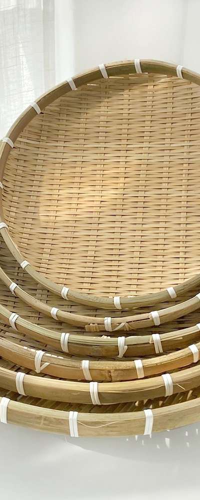 Bamboo 6-Piece Round Strainer Basket Set | Sieve Basket Colander