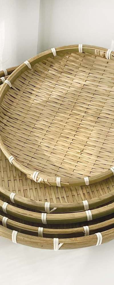 Small 5-Piece Bamboo Sieve Set B | Traditional Sieve Basket Vegetable Drying Tray