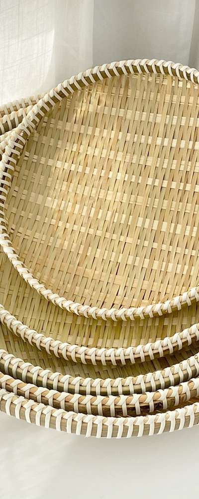 Coiling 5P Round Bamboo Sieve Set | Colander Basket