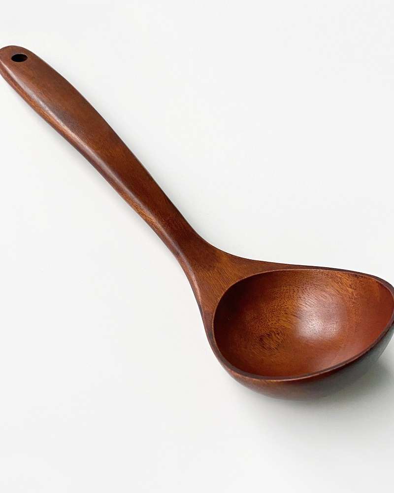 Camphor Wood Lacquered Ladle 30cm | Commercial-Grade Wooden Soup Spoon
