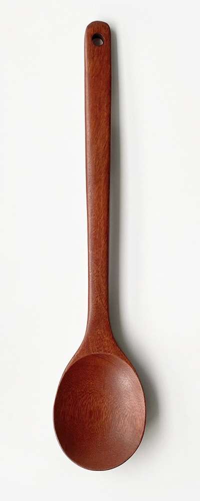 カンポ材漆塗り丸型炒め木杓 34cm 無垢材料理スプーン