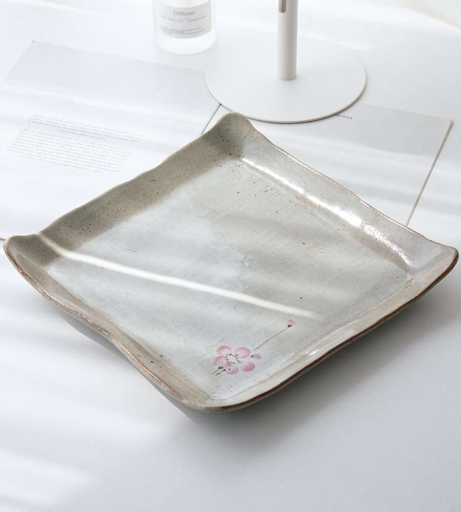 Buncheong Plum Blossom Square Buffet Plate Large