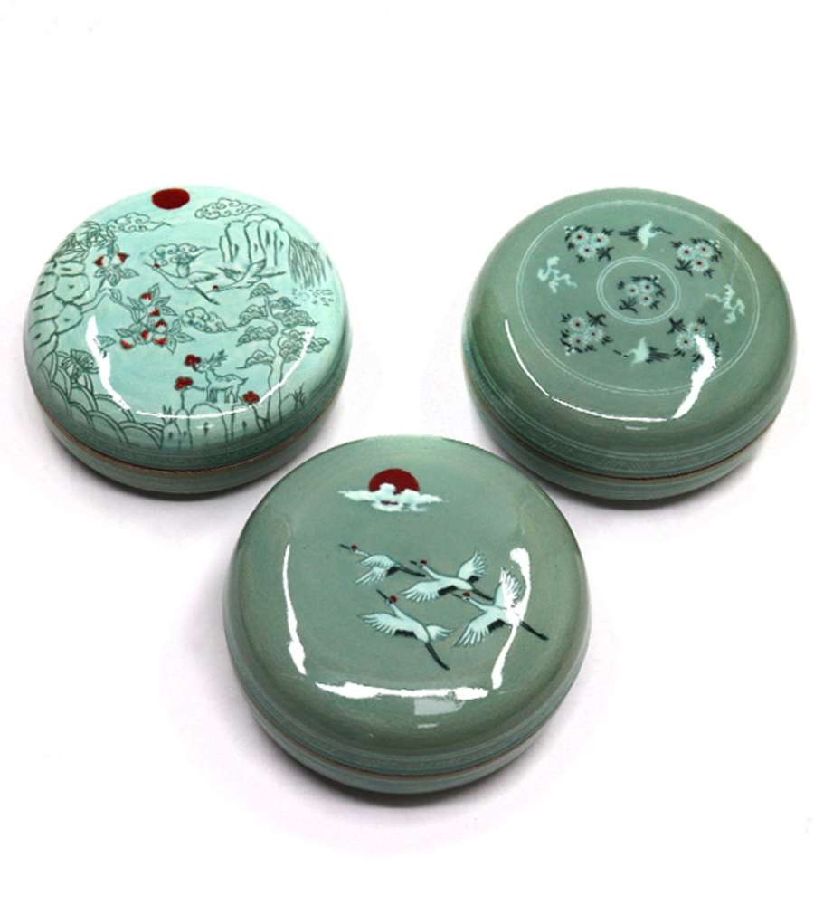Doseong Celadon No. 4 Incense Box & Jewelry Box (Combined)