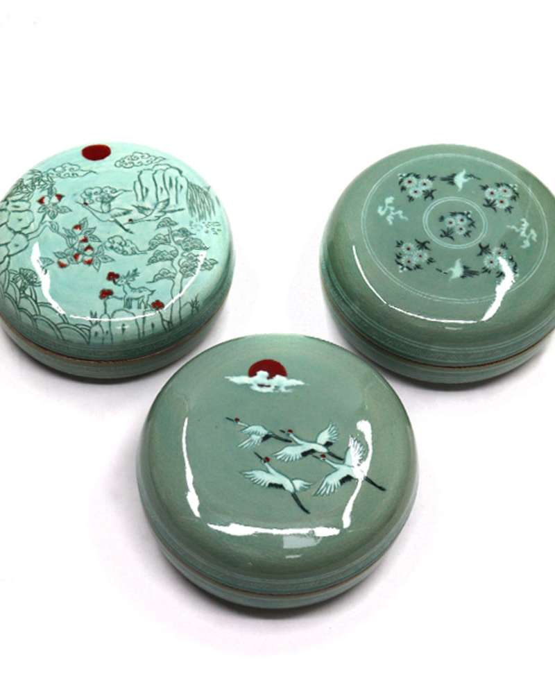 Doseong Celadon No. 4 Incense Box & Jewelry Box (Combined)