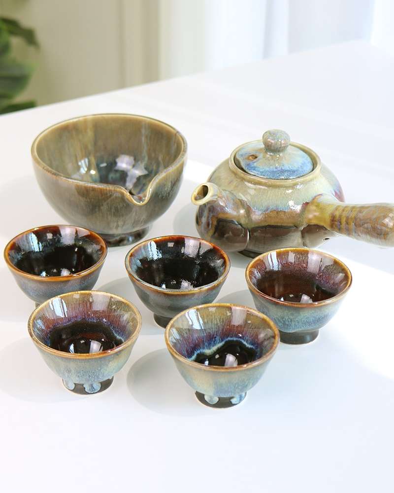 Tenmoku Triple-Glaze 5-Piece Tea Set