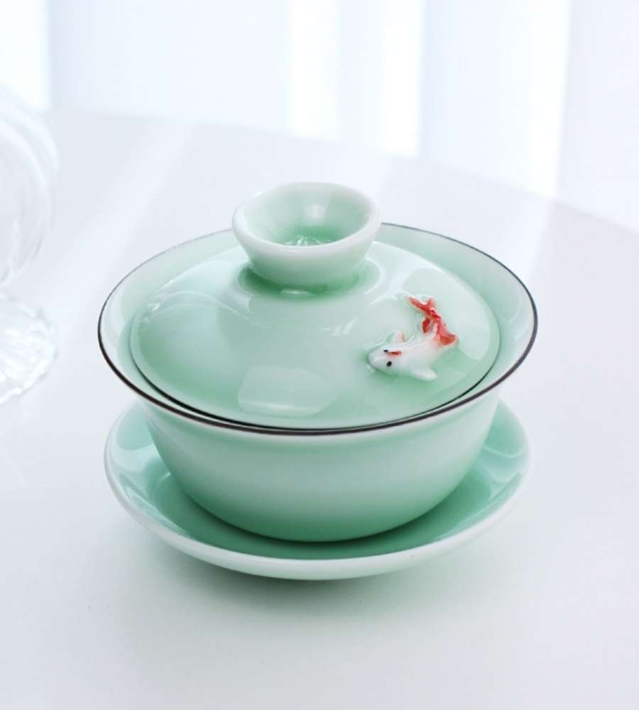 Premium Green Fish Gaiwan Tea Cup
