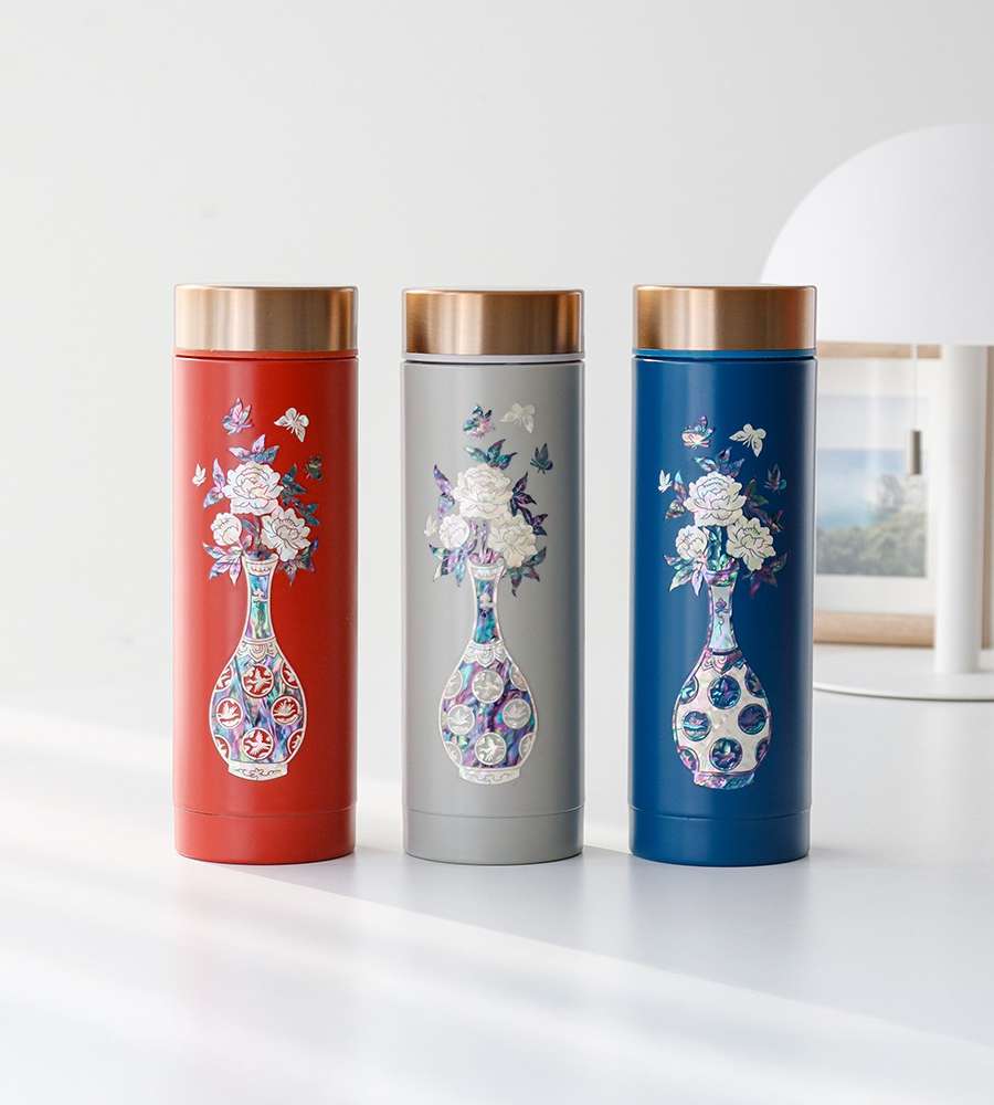 Mother-of-Pearl Inlay Vase Pattern Stainless Steel Tumbler 300ml