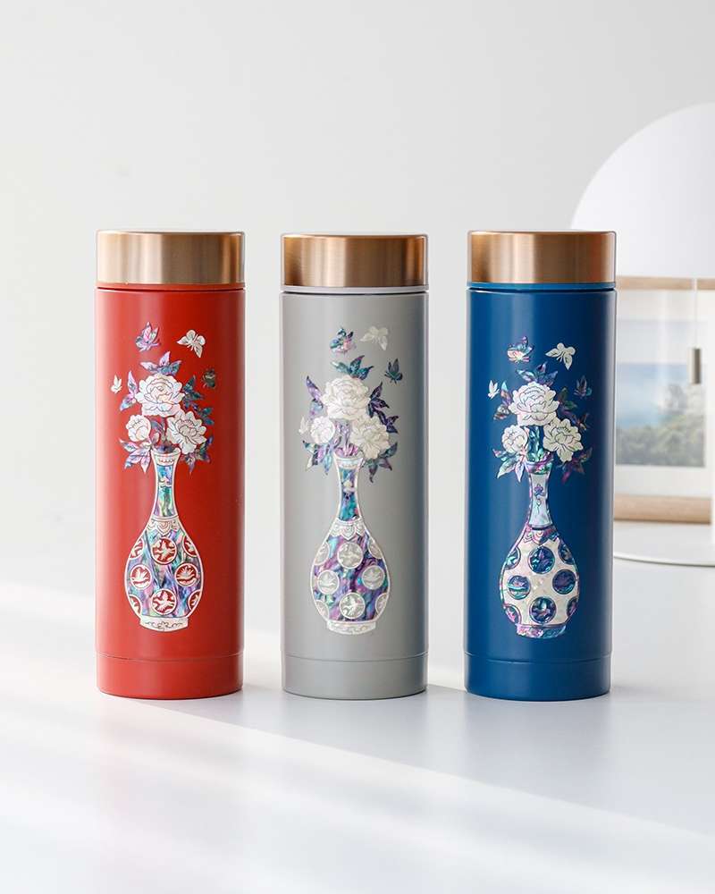 Mother-of-Pearl Inlay Vase Pattern Stainless Steel Tumbler 300ml