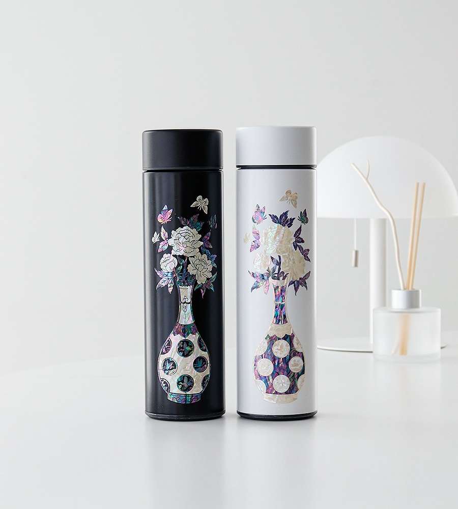 Vase Flower Pattern Mother-of-Pearl Stainless Steel Tumbler 500ml