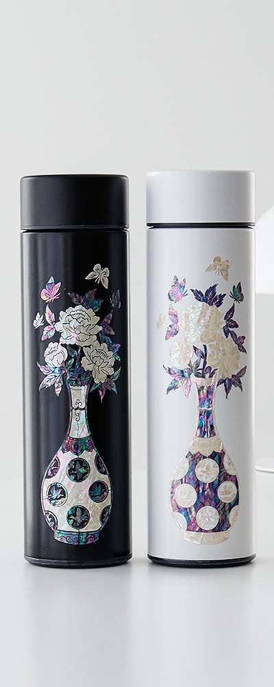 螺鈿漆器 花瓶図 ステンレス 螺鈿タンブラー 500ml
