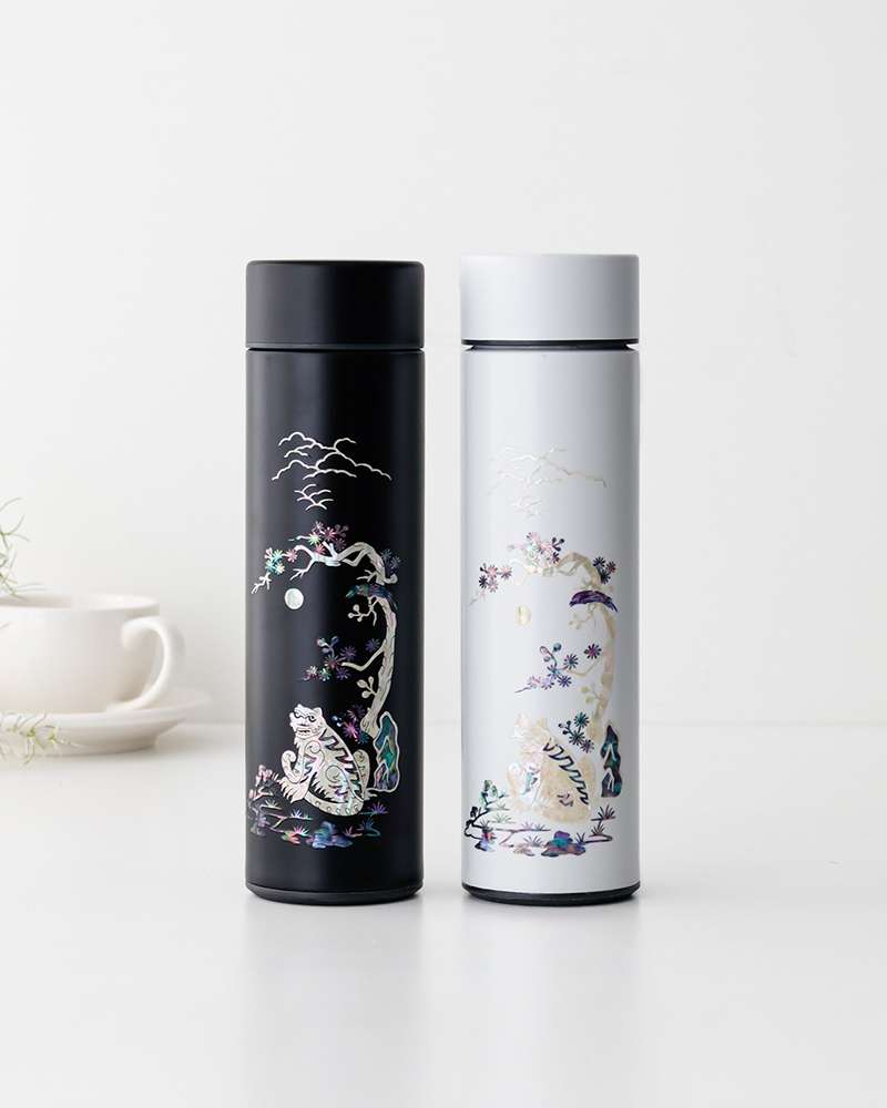 Nacre Inlay Lacquerware Magpie Tiger Stainless Steel Tumbler 500ml