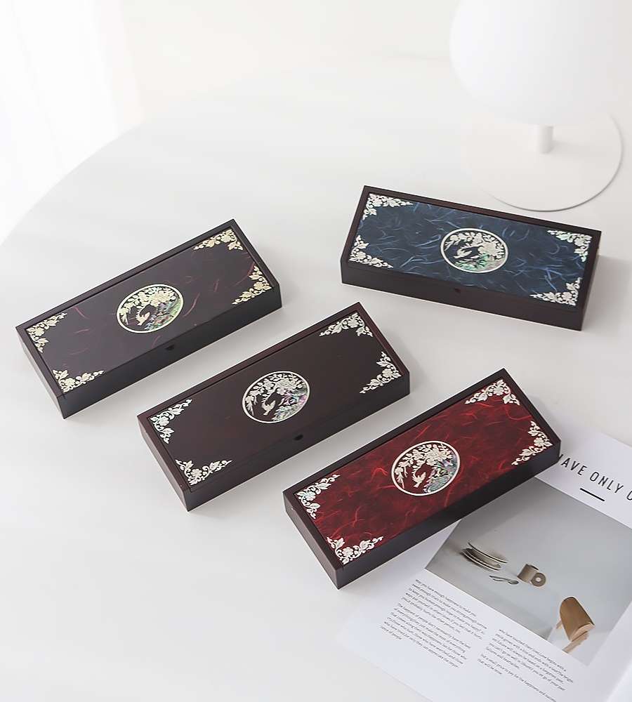 Pakssi Sangbang Inlaid Mother-of-Pearl Automatic Oval Pencil Case (Plum Blossom)