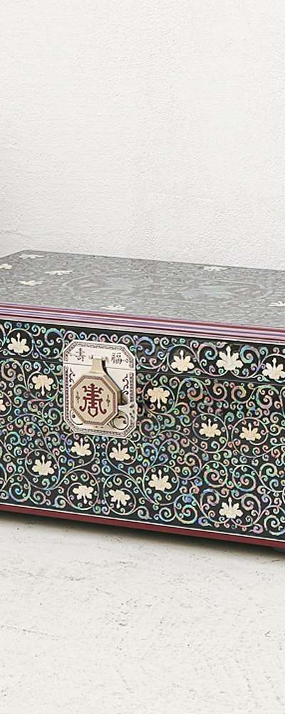 螺鈿漆器 鶴唐草 寿福 漆塗 貝殻 封采函(特大) 60センチ