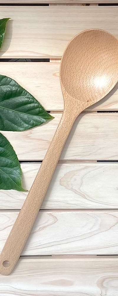 Beechwood Stir-Fry Spatula Round 33cm | Natural Wood Cooking Spoon