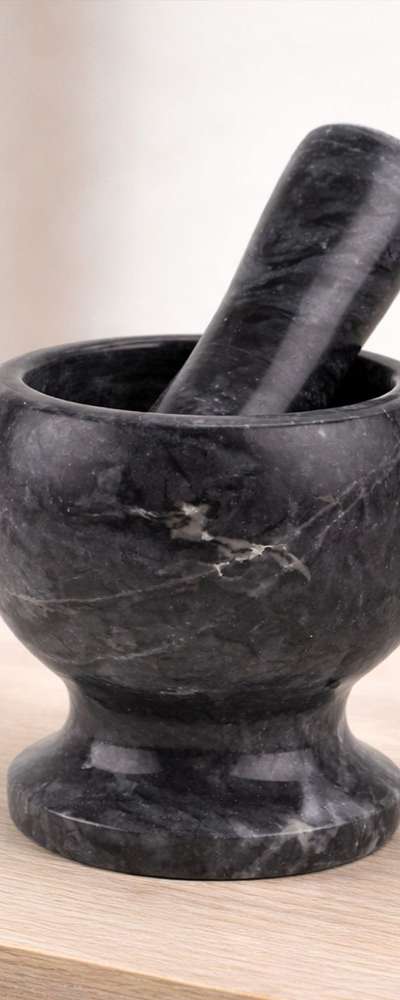Traditional Jade Mortar and Pestle Set Black | Stone Mortar Garlic Grinding Ginger Crushing Seasoning Grinding Medicine Mortar Hand Mortar Sesame Grinding