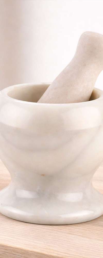 Traditional Jade Mortar and Pestle Set - Gray White | Stone Mortar for Crushing Garlic, Ginger, Grinding Sesame and Spice Paste