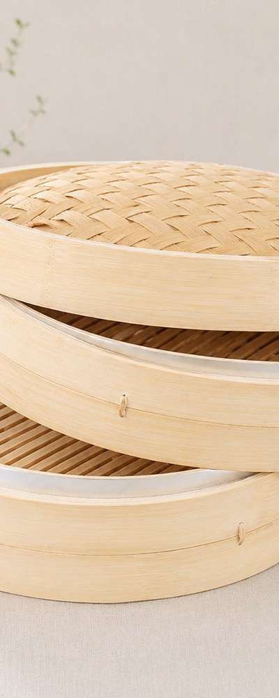 40cm Bamboo 2-Tier Steamer Basket (Large Dumpling Steamer, Dim Sum Steamer, Steamed Pork, Red Bean Bun Steamer, Commercial Restaurant Steamer)