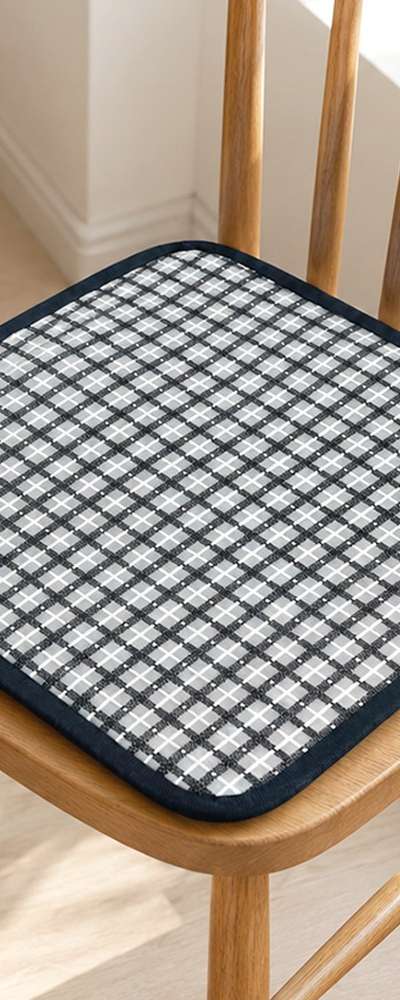 Cool Check Pattern Ventilated Seat Cushion Gray (Summer Chair Office Student Cool Cushion Restaurant Vehicle Truck Guest Cushion)