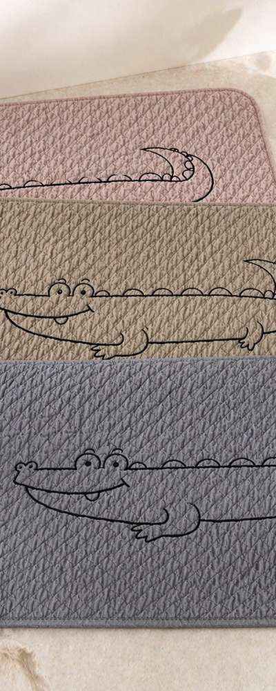 Quilted Pure Cotton Crocodile Bath Mat (Bathroom Toilet Mat Kitchen Floor Mat Entrance Living Room Interior Rug)