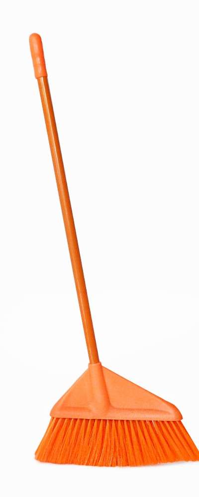 Small Orange Plastic Broom 90cm (Beauty Salon Office School Cleaning Tool Long Broom Outdoor Yard Broom)