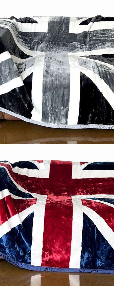Two-Color Union Jack Soft Microfiber Blanket (Thick Winter Mink Blanket Aesthetic Camping Grandma Blanket)