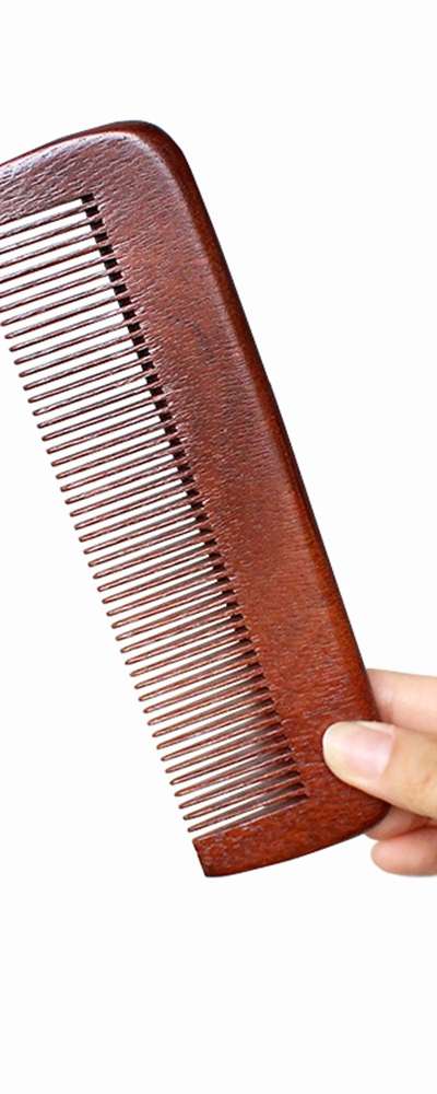 Brown Wood Rectangular Comb - Fine Tooth Hair Brush Natural Wood Comb