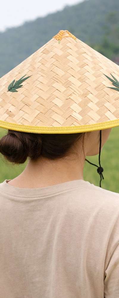 Bamboo Leaf Cone Hat (Summer Hat Traditional Nonra Farming Work Hat Fishing Hiking UV Protection Straw Hat)