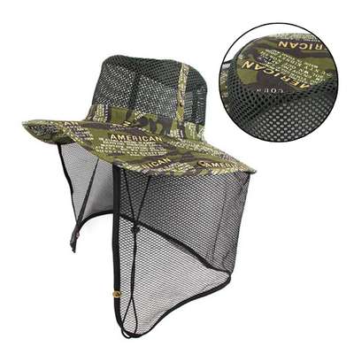 English Pattern Mesh Work Cap (Brim Cap Jungle Military Survival Hat UV Protection Fishing Work Hat)