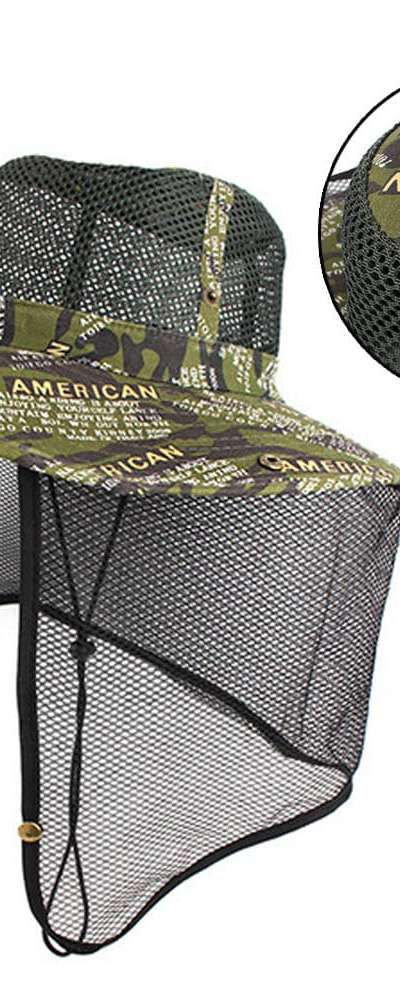 English Pattern Mesh Work Cap (Brim Cap Jungle Military Survival Hat UV Protection Fishing Work Hat)