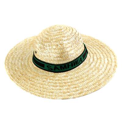Band Straw Hat (Summer Wide-Brim Hat Jungle Woven Hat UV Sunlight Protection Fishing Farm Work Hat)