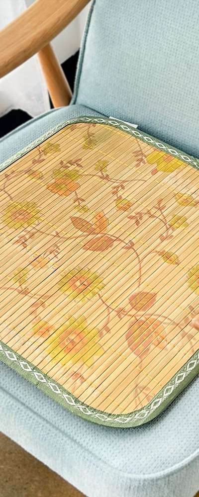 Floral Bamboo Seat Cushion | Summer Cooling Mat for Office, Student, Car, Taxi, Truck, Forklift