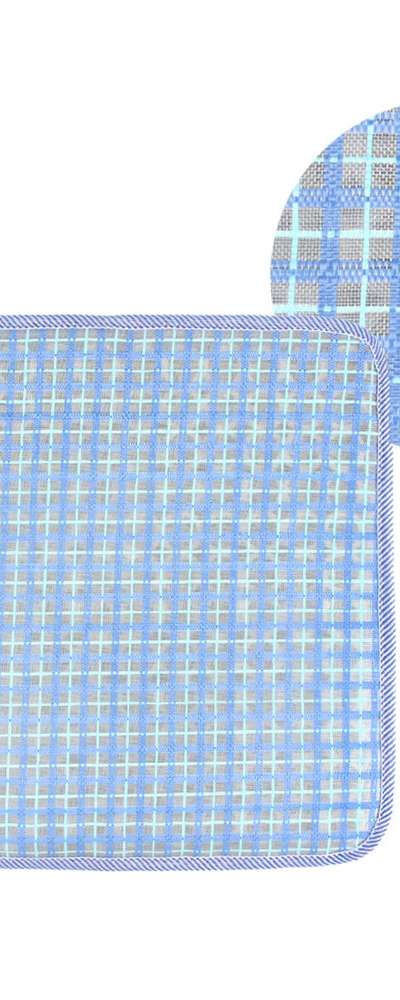 Sky Blue Check Breathable Cushion (Cool Summer Chair Pad for Office, Student, Restaurant, Vehicle, Forklift, Guest Seating)
