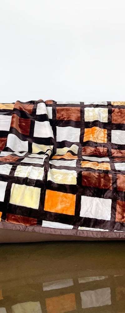 Soft Brown Check Microfiber Blanket (Thick Winter Mink Blanket, Aesthetic Camping, Office Lap Blanket)