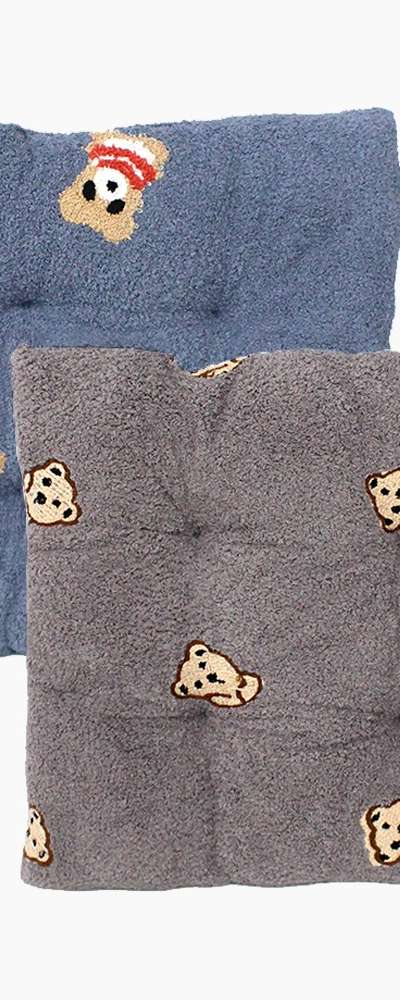 Plush Bear Cushion Square Pad (Interior Cushion for Office, Student, Exam, Car Seat, Winter)