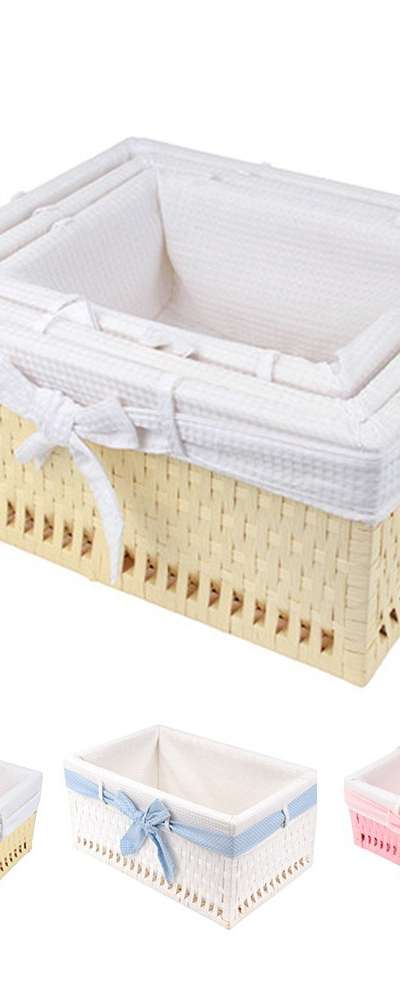 Jisa Low Rectangular Ribbon Basket (Accessory Storage Organizer Basket Toy Box)