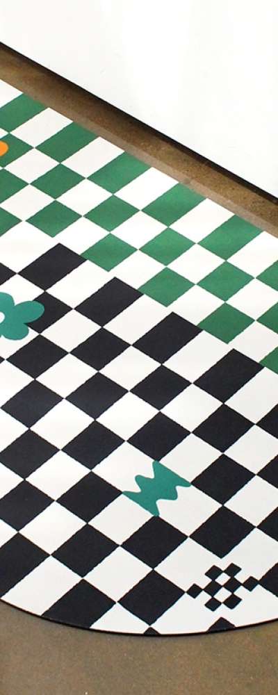 Semi-Circle Check Diatomaceous Earth Floor Mat (Washable Entryway Sink Bathroom Toilet Non-Slip Pretty Kitchen Mat)