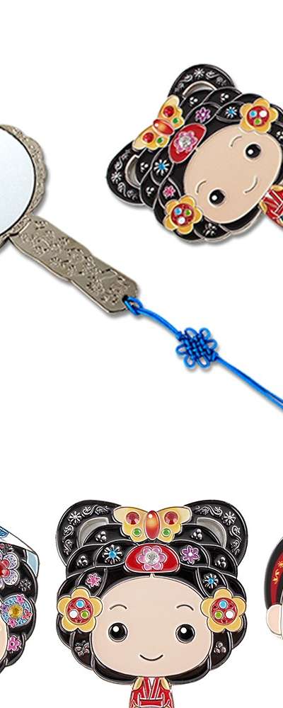 Folk Woman Cast Iron Hand Mirror