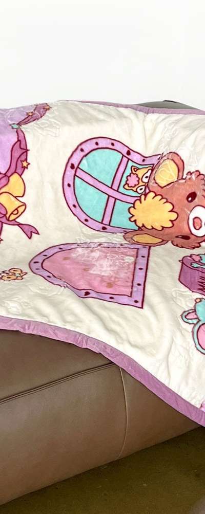 キャラクター超極細繊維ひざ掛け毛布 紫系 (キャンピング ミニ昼寝掛け毛布 ブランケット ミンク 学生 オフィス用毛布)
