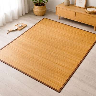 Living Room 180cm Plain Bamboo Straw Mat 17mm (Cool Bed Mat Breathable Summer Mat Carpet Rug)