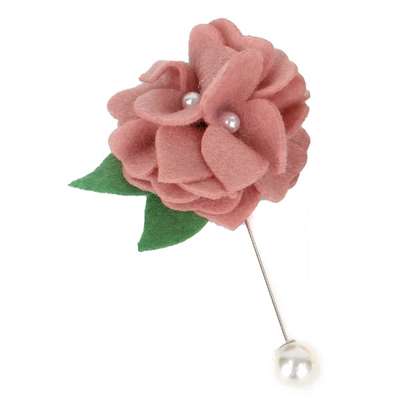 Indie Pink Felt Carnation Boutonniere Brooch Corsage Artificial Flower