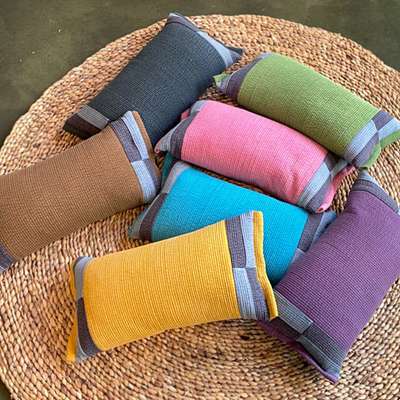 Domestic Buckwheat Patchwork Square Cervical Pillow | Neck Support Nap Pillow Cotton